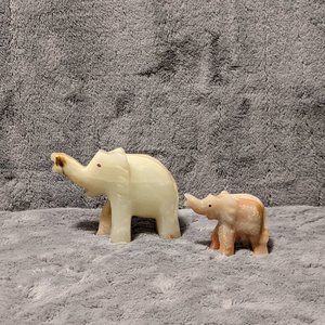 Marble Onyx Elephant Stone Figurine Jungle Safari African Decor Carved Animal